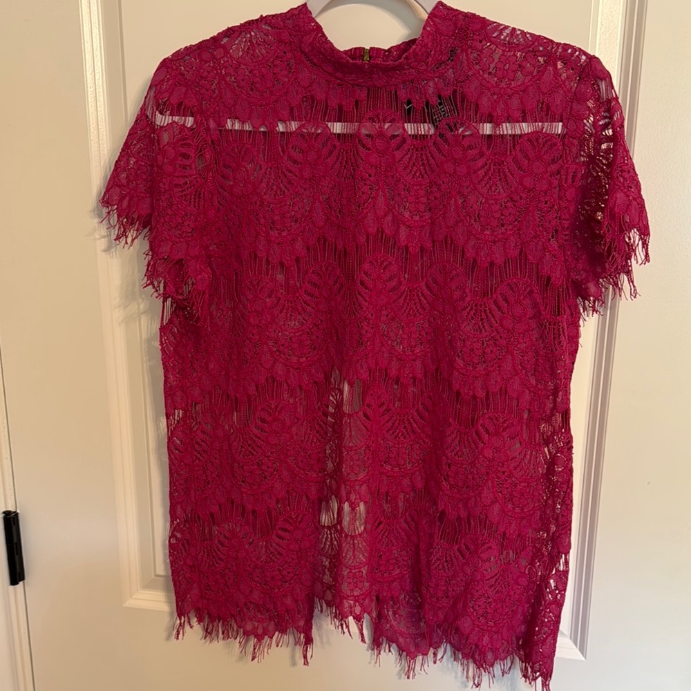 Elegant Lace Women's Top - Pink